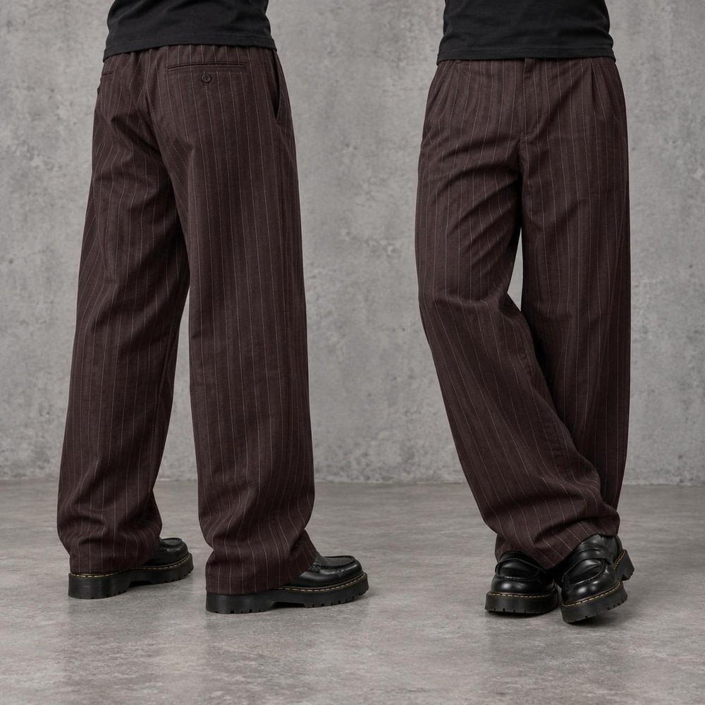 28x28 Brown Pinstripe Baggy Wide Leg Dress Pants Y2K 2000s